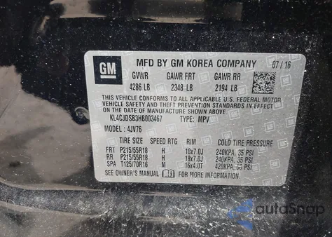 2017 Buick Encore Premium из США, поврежденный, VIN KL4CJDSB3HB003467